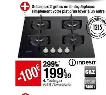 BUT Table Gaz Indesit offre