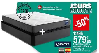 BUT Matelas Roulé + Sommier Coffre Azur 140 X 190 Cm Dreaméa offre