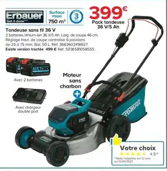 Castorama Tondeuse sans fil 36 v offre
