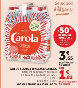 Super U CAROLA Eau de source d'alsace offre