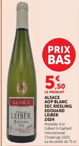 Super U EDOUARD LEIBER 2024 Alsace aop blanc sec riesling offre