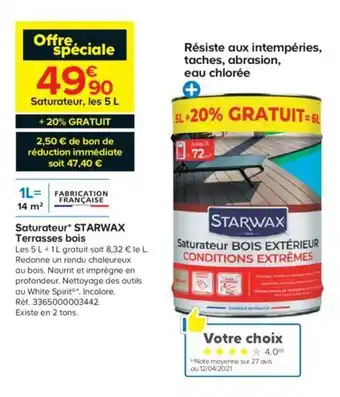 Saturateur STARWAX terrasses bois