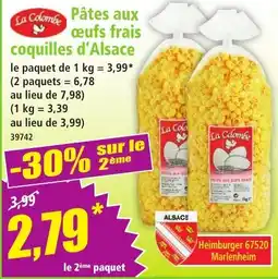 Norma La Colombe Pâtes aux œufs frais coquilles d'Alsace offre