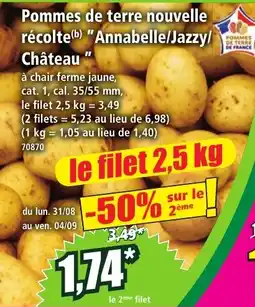 Norma Pommes de terre nouvelle récolte Annabelle/Jazzy/Château offre