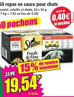 Norma Sheba 50 repas en sauce pour chats offre