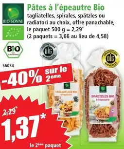 Norma Pâtes à l'épeautre Bio offre