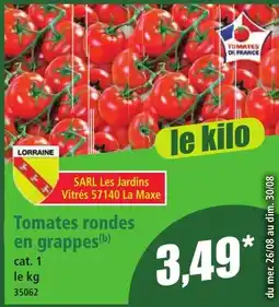 Norma TOMATES D'FRANCE Tomates rondes en grappes offre