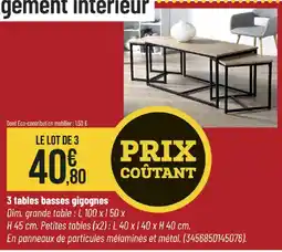 Bricorama 3 tables basses gigognes offre