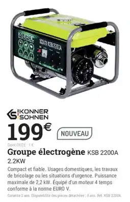 Espace emeraude KONNER SOHNEN Groupe électrogène KSB 2200A offre
