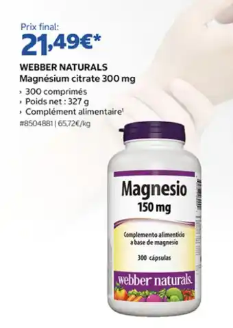 WEBBER NATURALS Magnésium citrate 300 mg