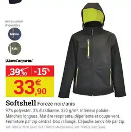 Espace emeraude Workstone Softshell Foreze noir/anis offre