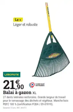 Espace emeraude Leborgne Balai à gazon XL offre