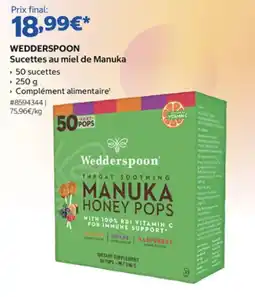Costco Wedderspoon Sucettes au miel de Manuka offre