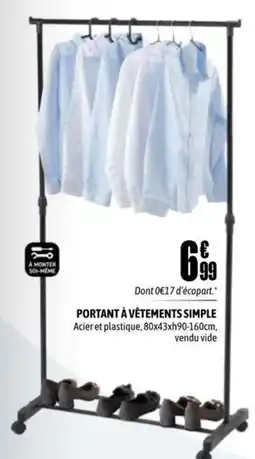 L'incroyable PORTANT À VÊTEMENTS SIMPLE offre