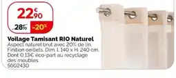 Weldom RIO Voilage Tamisant Naturel offre