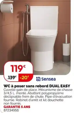 Weldom Sensea WC à poser sans rebord DUAL EASY offre
