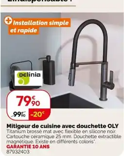 Weldom Delinia Mitigeur de cuisine avec douchette OLY offre