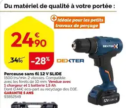 Weldom DEXTER Perceuse sans fil 12 V SLIDE offre