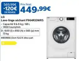 Costco LG Lave-linge séchant F964R33WRS offre