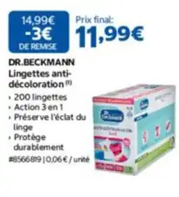 Costco DR.BECKMANN Lingettes anti-décoloration offre