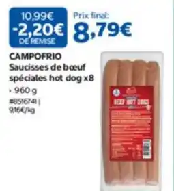 Costco CAMPOFRIO Saucisses de bœuf spéciales hot dog offre