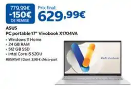 Costco ASUS PC portable 17" Vivobook X1704VA offre