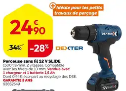 Weldom Dexter perceuse sans fil 12 v slide offre