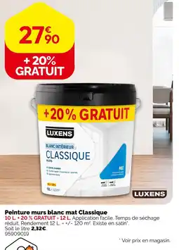 Weldom Luxens peinture murs blanc mat classique offre
