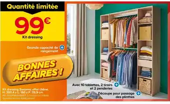 Kit dressing sonoma, effet chêne, h. 200,4 x l. 180 x p. 39,9 cm
