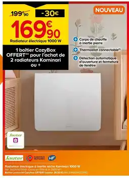 Castorama Jauter radiateur électrique à inertie sèche kaminari 1000 w offre