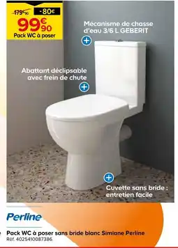 Castorama Perline pack wc à poser sans bride blanc simiane offre