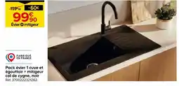 Castorama Pack évier 1 cuve et égouttoir + mitigeur col de cygne, noir offre