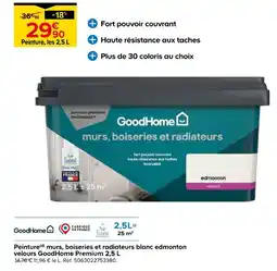 Castorama Goodhome peinture murs, boiseries et radiateurs blanc edmonton velours premium 2,5 l (d) offre
