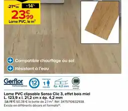 Castorama Gerflor lame pvc clipsable senso clic 3, effet bois miel offre