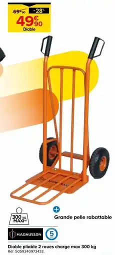 Castorama Magnusson diable pliable 2 roues charge max 300 kg offre