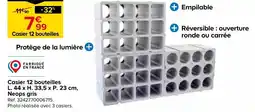 Castorama Casier 12 bouteilles l. 44 x h. 33,5 x p. 23 cm, neops gris offre