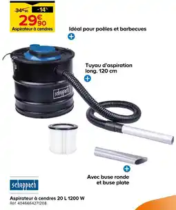 Castorama Scheppach aspirateur à cendres 20 l 1200 w offre