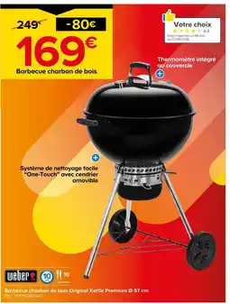 Castorama Weber barbecue charbon de bois original kettle premium ø 57 cm offre