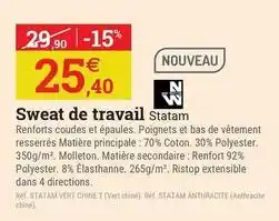 Espace emeraude Sweat de travail offre
