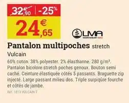 Espace emeraude Pantalon multipoches stretch offre