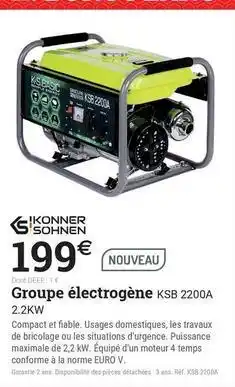Espace emeraude Groupe électrogène ksb 2200a offre