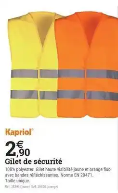 Espace emeraude Kaporal - gilet de securite offre