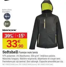 Espace emeraude Softshell foreze noir/anis offre