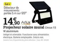 Espace emeraude Projecteur solaire mural circus 15 w aluminium offre