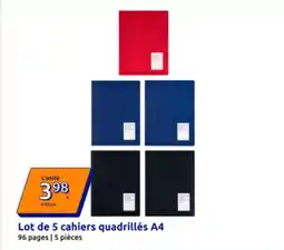 Action Pagès - lot de 5 cahiers quadrilles a4 offre