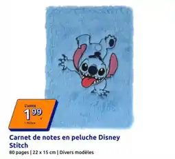 Action Disney - carnet de notes en peluche stitch offre