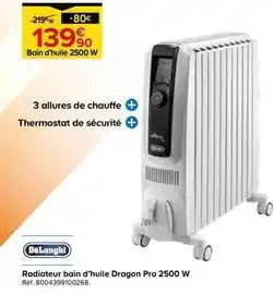 Castorama Delonghi - radiateur bain d'huile dragon pro 2500 w offre