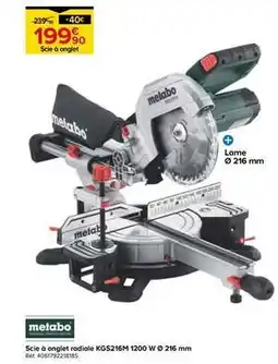 Castorama Metabo - scie à onglet radiale kgs216m 1200w offre