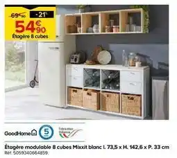 Castorama Goodhome - étagère modulable 8 cubes mixxit blanc offre