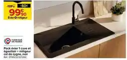 Castorama Pack evier 1 cuve et égouttoir + mitigeur col de cygne offre
